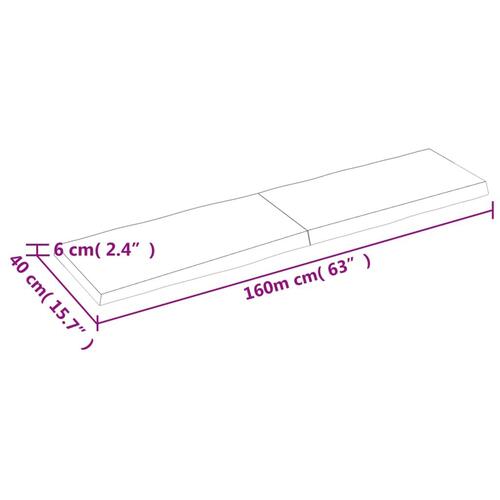 Bordplade 160x40x(2-6)cm naturlig kant ubehandlet massivt træ