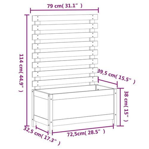 Plantekasse med stativ 79x39,5x114 cm massivt fyrretræ