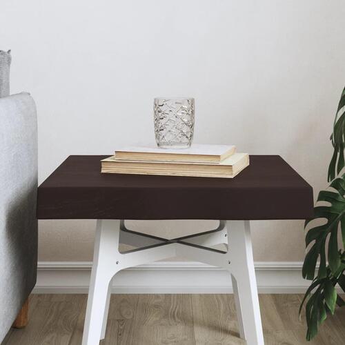 Bordplade 40x40x(2-6) cm naturlig kant behandlet træ mørkebrun