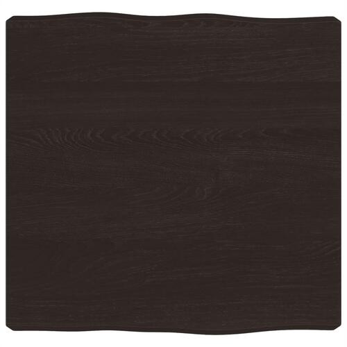 Bordplade 40x40x(2-6) cm naturlig kant behandlet træ mørkebrun