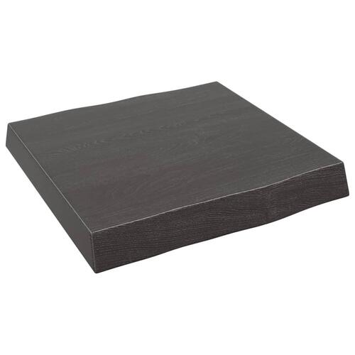 Bordplade 40x40x(2-6) cm naturlig kant behandlet træ mørkebrun