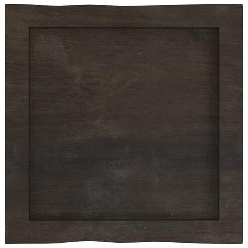 Bordplade 40x40x(2-6) cm naturlig kant behandlet træ mørkebrun