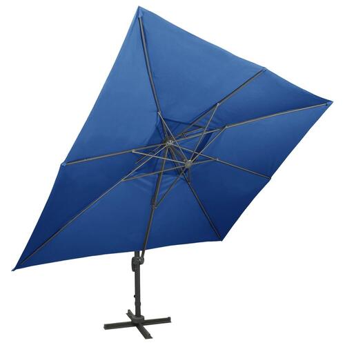 Hængeparasol med dobbelt top 400x300 cm azurblå