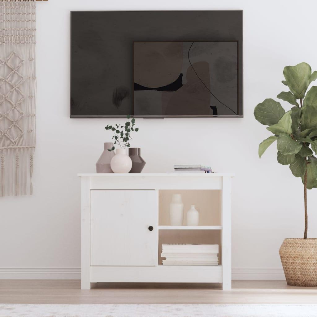 Tv-bord 70x36,5x52 cm massivt fyrretræ hvid