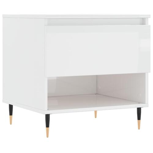Sofabord 50x46x50 cm konstrueret træ hvid højglans