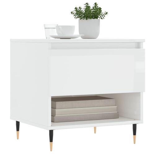 Sofabord 50x46x50 cm konstrueret træ hvid højglans
