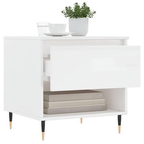 Sofabord 50x46x50 cm konstrueret træ hvid højglans