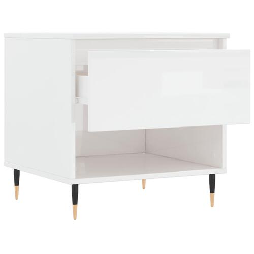 Sofabord 50x46x50 cm konstrueret træ hvid højglans