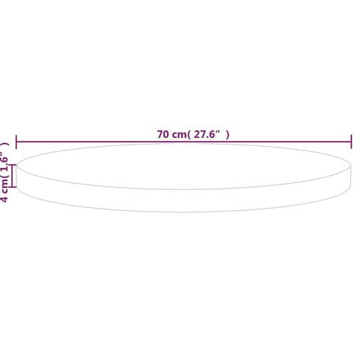 Rund bordplade Ø70x4 cm ubehandlet massivt egetræ
