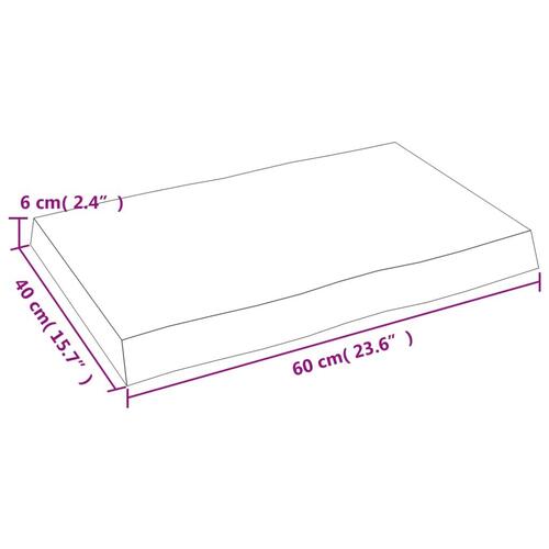 Bordplade 60x40x(2-6) cm naturlig kant behandlet træ mørkebrun