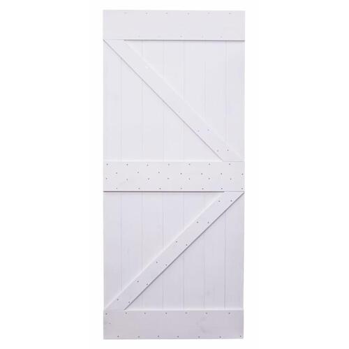 Skydedør med monteringssæt 80x210 cm massivt fyrretræ hvid