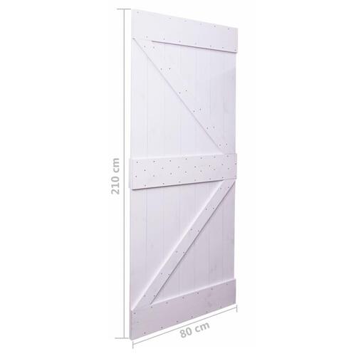 Skydedør med monteringssæt 80x210 cm massivt fyrretræ hvid
