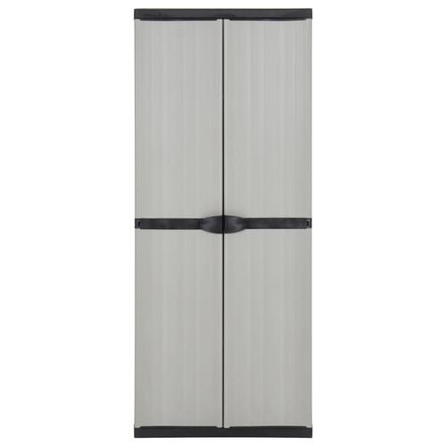 Haveskab 68x40x168 cm 3 hylder grå og sort