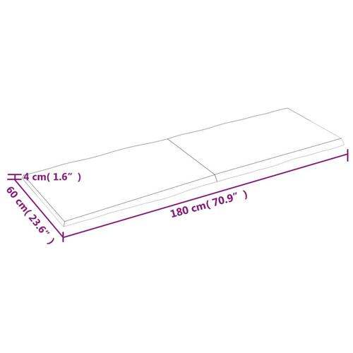 Bordplade 180x60x(2-4)cm naturlig kant ubehandlet massivt træ