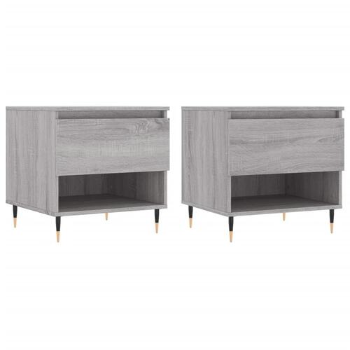 Sofaborde 2 stk. 50x46x50 cm konstrueret træ grå sonoma-eg