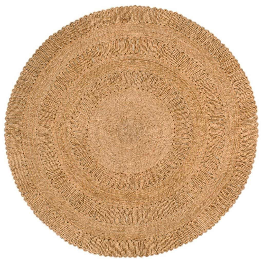 Gulvtæppe 150 cm håndflettet jute rundt