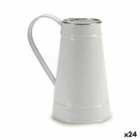 Urtepotte Mælkekande Hvid Sølvfarvet Metal 17 x 18,5 x 11,3 cm (24 enheder)