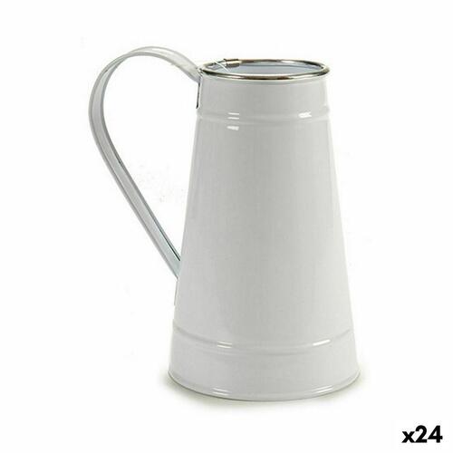 Urtepotte Mælkekande Hvid Sølvfarvet Metal 17 x 18,5 x 11,3 cm (24 enheder)