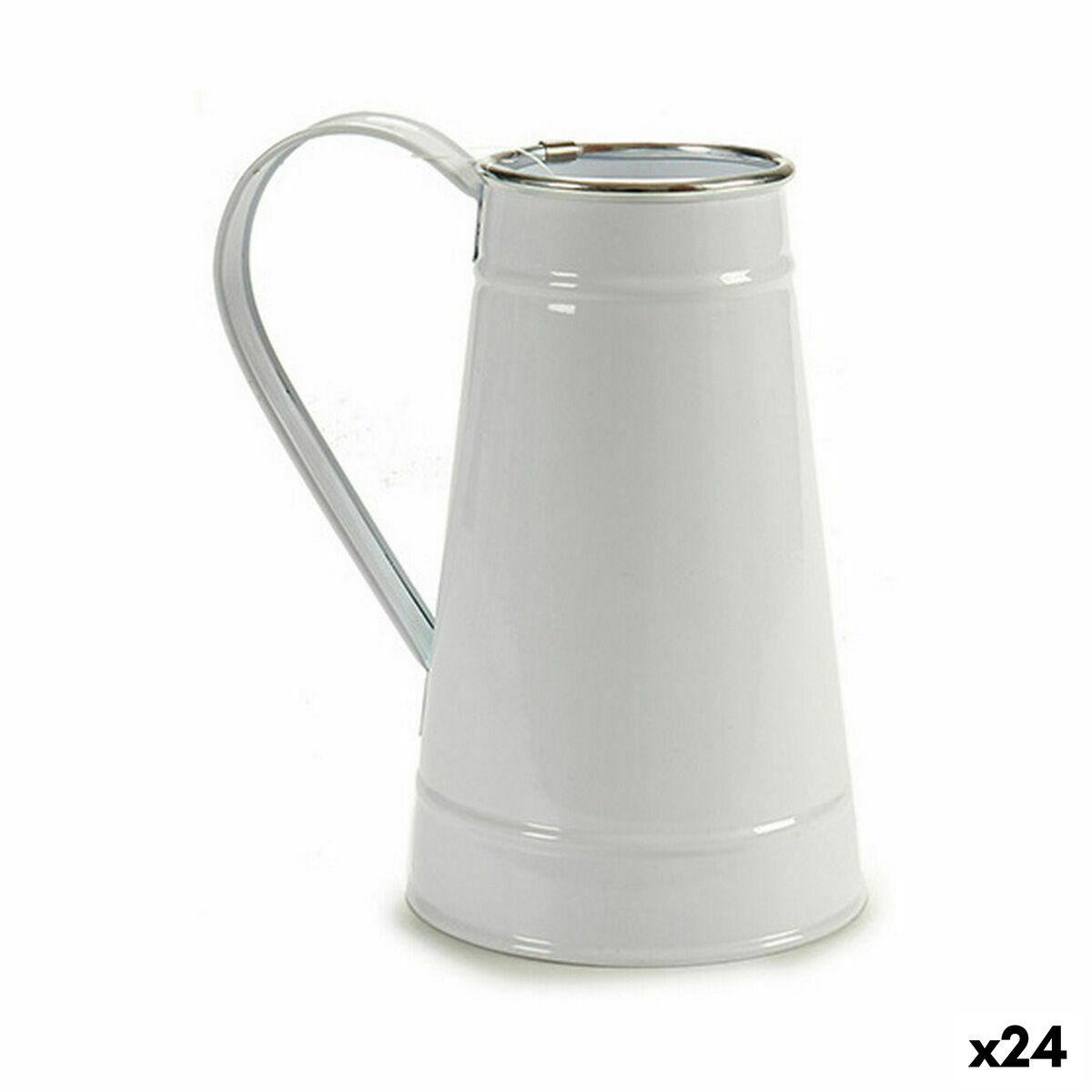 Urtepotte Mælkekande Hvid Sølvfarvet Metal 17 x 18,5 x 11,3 cm (24 enheder)