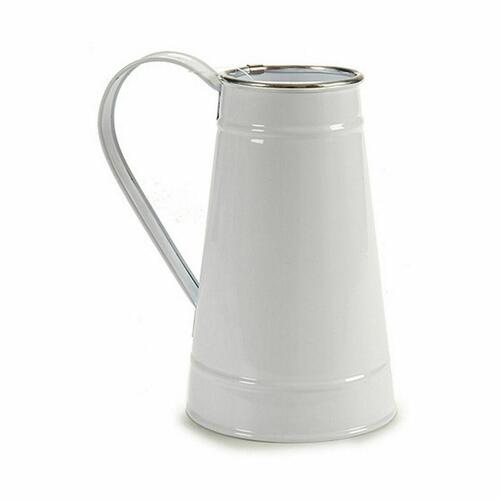 Urtepotte Mælkekande Hvid Sølvfarvet Metal 17 x 18,5 x 11,3 cm (24 enheder)