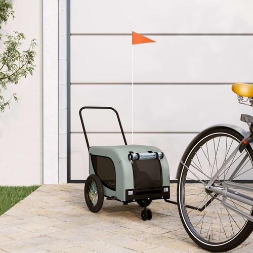 Hundetrailer til cykel oxfordstof og jern grå og sort