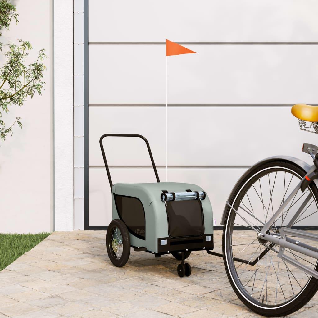 Hundetrailer til cykel oxfordstof og jern grå og sort