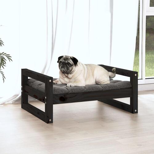 Hundeseng 65,5x50,5x28 cm massivt fyrretræ sort