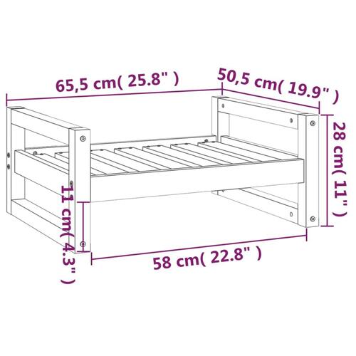 Hundeseng 65,5x50,5x28 cm massivt fyrretræ sort