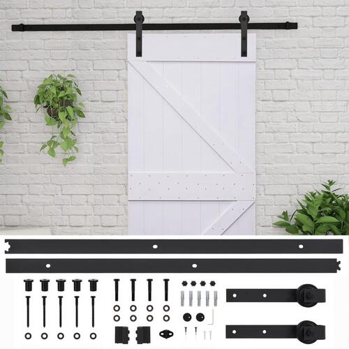 Skydedør med monteringssæt 80x210 cm massivt fyrretræ hvid