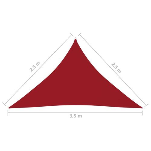 Solsejl 2,5x2,5x3,5 m trekantet oxfordstof rød