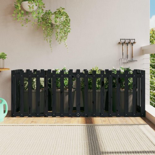 Højbed med stakitdesign 200×50×70 cm - massivt fyrretræ, sort