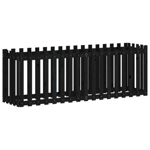 Højbed med stakitdesign 200×50×70 cm - massivt fyrretræ, sort