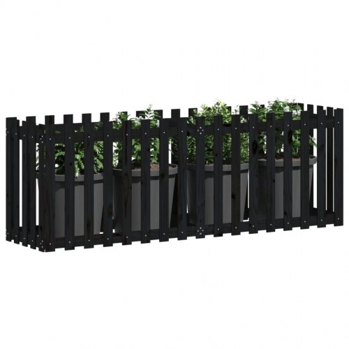 Højbed med stakitdesign 200×50×70 cm - massivt fyrretræ, sort