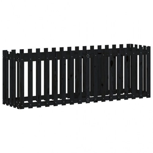 Højbed med stakitdesign 200×50×70 cm - massivt fyrretræ, sort