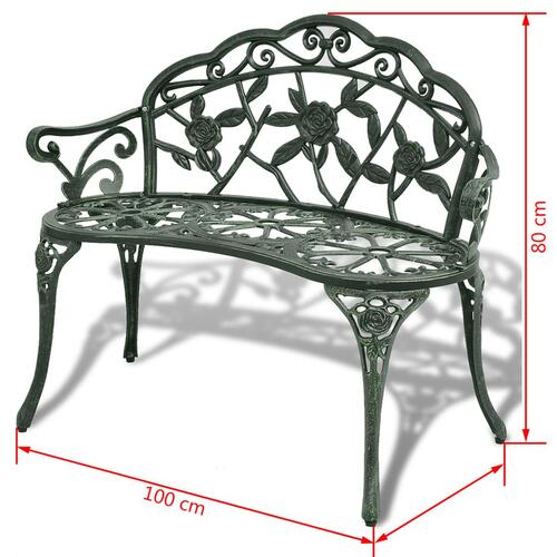 Havebænk 100 cm støbt aluminium grøn