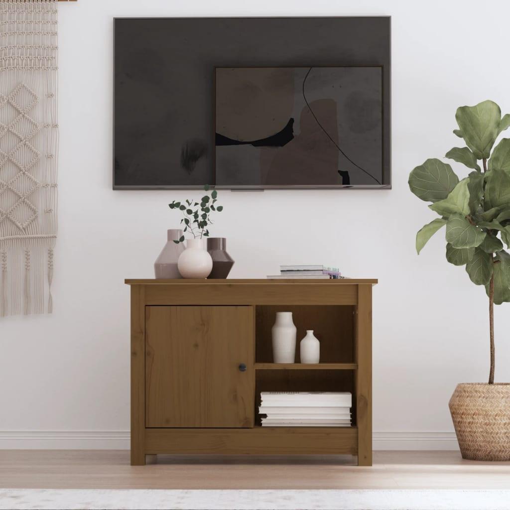 Tv-bord 70x36,5x52 cm massivt fyrretræ gyldenbrun