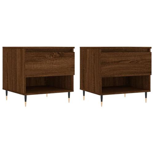 Sofaborde 2 stk. 50x46x50 cm konstrueret træ brun egetræsfarve