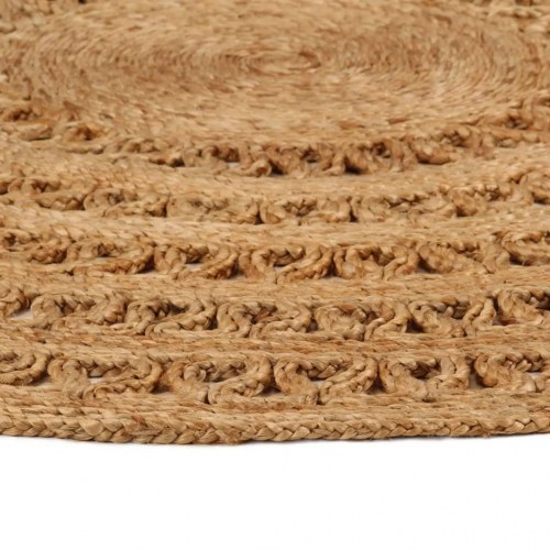 Gulvtæppe 120 cm håndflettet jute rundt