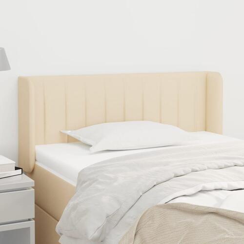 Sengegavl med kanter 103x16x78/88 cm stof cremefarvet