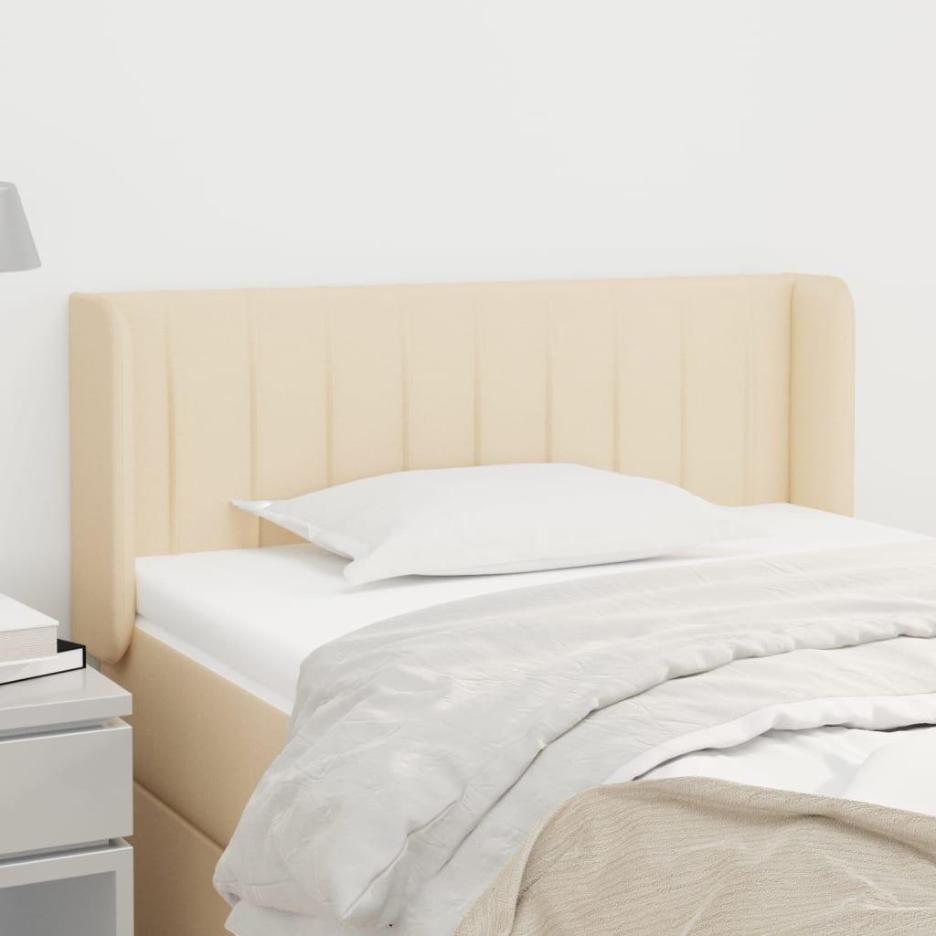 Sengegavl med kanter 103x16x78/88 cm stof cremefarvet