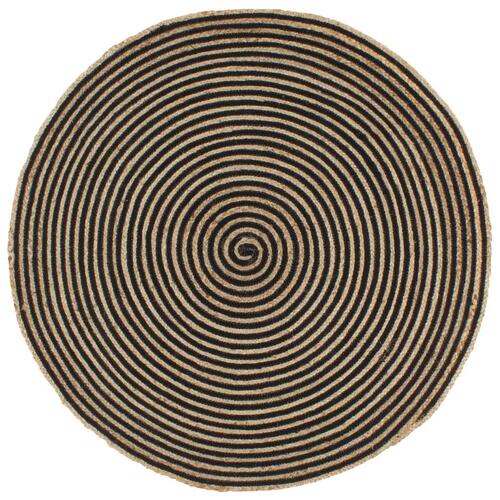 Håndlavet jutetæppe med spiraldesign 120 cm sort