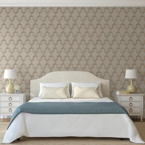 DUTCH WALLCOVERINGS tapet Geometric grøn og guldfarvet