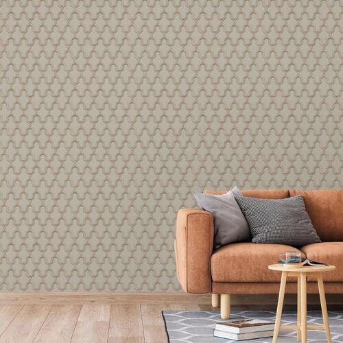 DUTCH WALLCOVERINGS tapet Geometric grøn og guldfarvet