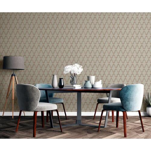 DUTCH WALLCOVERINGS tapet Geometric grøn og guldfarvet