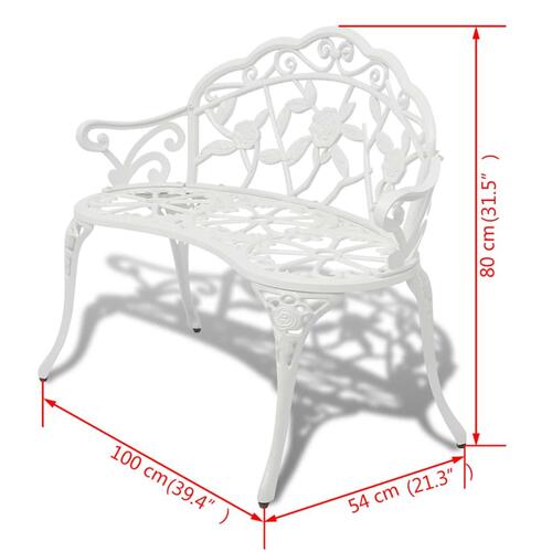 Havebænk 100 cm støbt aluminium hvid