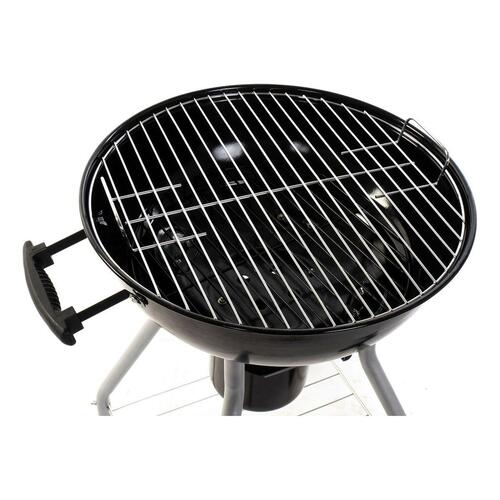 Trækulsgrill med Låg og Hjul Sort Metal Plastik Rektangulær 52,4 x 59 x 91,6 cm
