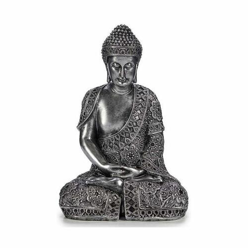 Dekorativ figur Buddha Siddende Sølvfarvet 17 x 32,5 x 22 cm (4 enheder)