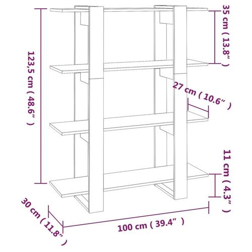 Bogskab/rumdeler 100x30x123,5 cm hvid højglans
