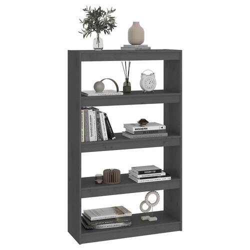 Bogreol/rumdeler 80x30x135,5 cm massivt fyrretræ grå
