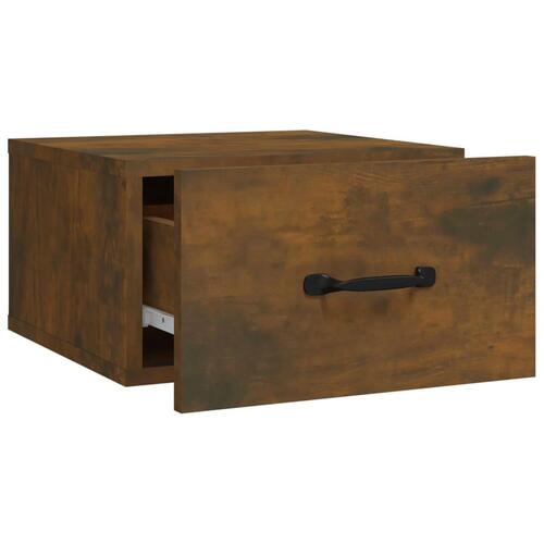 Væghængte sengeborde 2 stk. 35x35x20 cm røget egetræsfarve